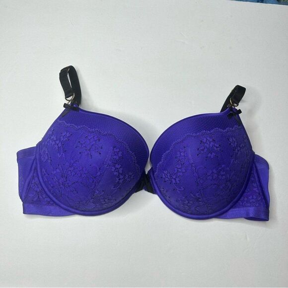 Victoria's Secret Purple black lace Bra 36DD Padded Demi - Picture 8 of 8